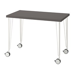 KRILLE/LINNMON - Desk, dark grey/white, 100x60 cm