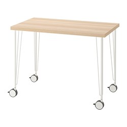 KRILLE/LINNMON - Desk, white stained oak effect/white, 100x60 cm