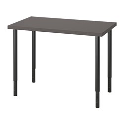 OLOV/LINNMON - Desk, dark grey/black, 100x60 cm
