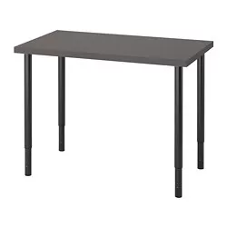 OLOV/LINNMON - Meja, abu-abu tua/hitam, 100x60 cm
