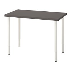 OLOV/LINNMON - Desk, dark grey/white, 100x60 cm