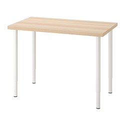 OLOV/LINNMON - Desk, white stained oak effect/white, 100x60 cm