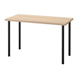 LAGKAPTEN/ADILS - Desk, white stained oak effect/black, 120x60 cm