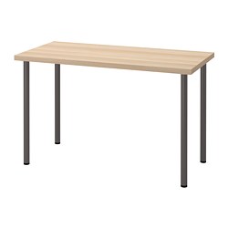 LAGKAPTEN/ADILS - Desk, white stained oak effect/dark grey, 120x60 cm