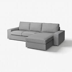 KIVIK - 3-seat sofa with chaise longue, Tibbleby beige/grey