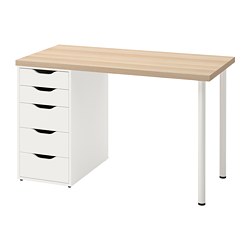 ALEX/LAGKAPTEN - Desk, white stained oak effect/white, 120x60 cm