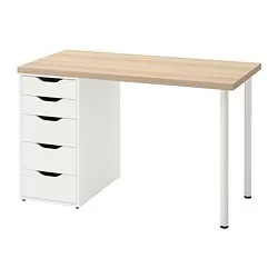ALEX/LAGKAPTEN - Meja, efek kayu oak diwarnai putih/putih, 120x60 cm