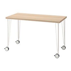 KRILLE/LAGKAPTEN - Desk, white stained oak effect/white, 120x60 cm