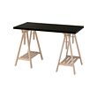 LAGKAPTEN - Meja, hitam-cokelat/kayu birch, 120x60 cm