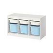 TROFAST - Storage combination with boxes, white white/light blue, 99x44x56 cm
