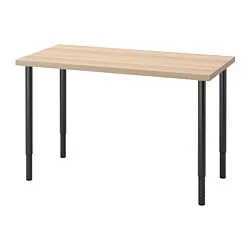LAGKAPTEN/OLOV - Meja, efek kayu oak diwarnai putih/hitam, 120x60 cm