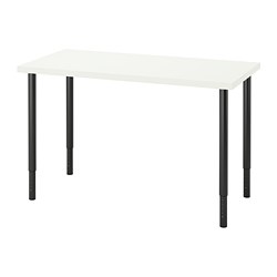 LAGKAPTEN/OLOV - Desk, white/black, 120x60 cm