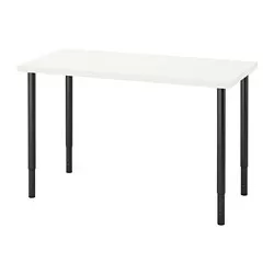 LAGKAPTEN/OLOV - Meja, putih/hitam, 120x60 cm