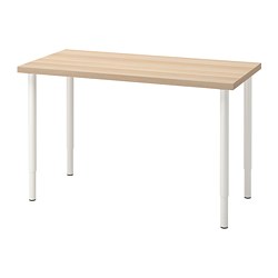 LAGKAPTEN/OLOV - Desk, white stained oak effect/white, 120x60 cm