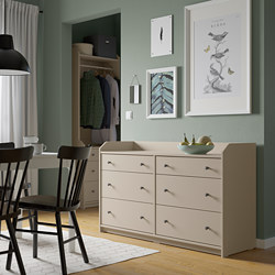 HAUGA - Chest of 6 drawers, beige, 138x46x84 cm