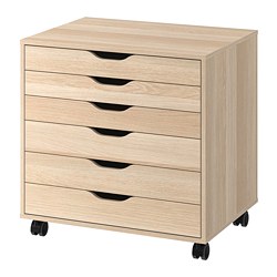 ALEX - Drawer unit on castors, white stained/oak effect, 67x66 cm