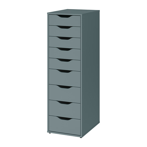 ALEX drawer unit with 9 drawers, grey-turquoise, 36x116 cm | IKEA Indonesia