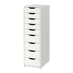 ALEX - Drawer unit with 9 drawers, white, 36x116 cm