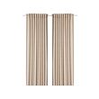 TRYSTÄVMAL - Curtains, 1 pair, beige/white/floral pattern with heading tape, 145x250 cm