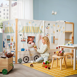 KURA - Bed curtain, market stall pattern