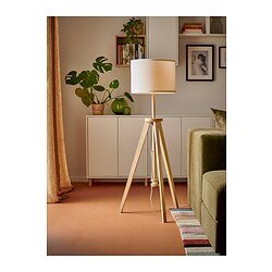 LAUTERS - Lampu lantai, kayu ash/putih