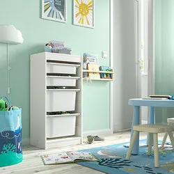 TROFAST - Kombinasi penyimpanan dgn kotak, putih/putih, 46x30x95 cm