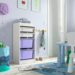 TROFAST - Kombinasi penyimpanan dgn kotak, putih putih/ungu, 46x30x95 cm