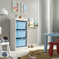 TROFAST - Storage combination with boxes, white/light blue, 46x30x95 cm