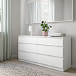 KULLEN - Chest of 6 drawers, white, 140x72 cm