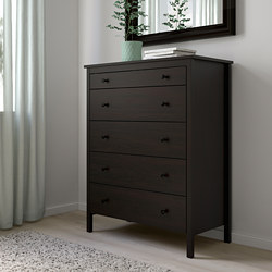 KOPPANG - Chest of 5 drawers, black-brown, 90x114 cm