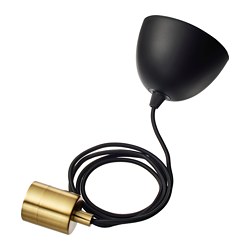 SKAFTET - Cord set, textile brass-plated, 1.4 m