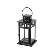 BORRBY - Lentera untuk lilin blok, dalam/luar ruang hitam, 28 cm