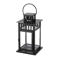 BORRBY - Lantern for block candle, in/outdoor black, 28 cm