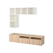 EKET/BESTÅ - Cabinet combination for TV, white stained oak effect/white, 180x42x170 cm