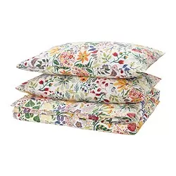 STRANDLUMMER - Sarung duvet dan 2 sarung bantal, aneka warna/motif bunga, 200x200/50x80 cm