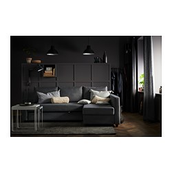 FRIHETEN - Corner sofa-bed with storage, Skiftebo dark grey