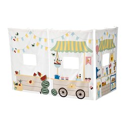 KURA - Bed curtain, market stall pattern