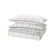 BREDVECKLARE - Sarung duvet dan 2 sarung bantal, putih biru/motif kotak, 200x200/50x80 cm