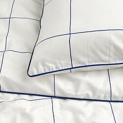 BREDVECKLARE - Duvet cover and 2 pillowcases, white blue/check, 200x200/50x80 cm