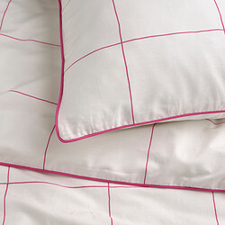 BREDVECKLARE - Sarung duvet dan 2 sarung bantal, putih merah muda/motif kotak, 200x200/50x80 cm