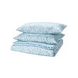 CYMBALBLOMMA - Sarung duvet dan 2 sarung bantal, putih/biru, 200x200/50x80 cm