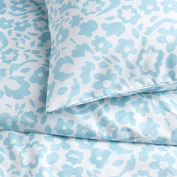 CYMBALBLOMMA - Sarung duvet dan 2 sarung bantal, putih/biru, 200x200/50x80 cm