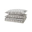 RODGERSIA - Sarung duvet dan 2 sarung bantal, abu-abu/putih, 200x200/50x80 cm