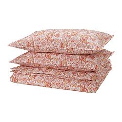 RODGERSIA - Duvet cover and 2 pillowcases, pink/white, 200x200/50x80 cm