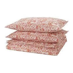 RODGERSIA - Sarung duvet dan 2 sarung bantal, merah muda/putih, 240x220/50x80 cm