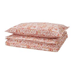 RODGERSIA - Duvet cover and pillowcase, pink/white, 150x200/50x80 cm