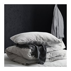 TJÄRBLOMSTER - Penutup tempat tidur , abu-abu, 150x210 cm