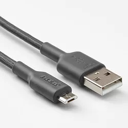 LILLHULT - USB-A ke USB-mikro, abu-abu tua, 1.5 m