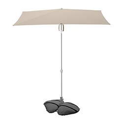 TVETÖ/IGGÖN - Tenda payung dengan dasar, dapat dimiringkan abu-abu krem/putih abu-abu tua, 180x145 cm