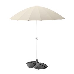 SAMSÖ/IGGÖN - Tenda payung dengan dasar, dapat dimiringkan krem/abu-abu tua, 200 cm
